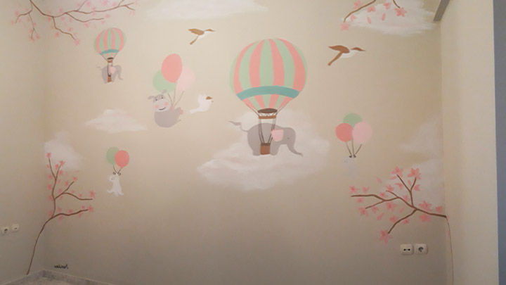 Παιδική τοιχογραφία για κορίτσια με ζωάκια-image-3