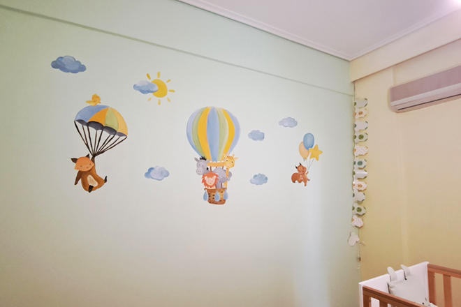 Παιδικό υπνοδωμάτιο "Ζωάκια σε αερόστατα"